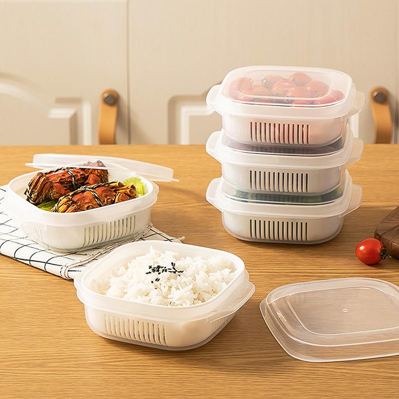 Rice Sub Packaging Fresh-Keeping Box Frozen Heated Microwave Oven Vegetable Rice Fruit Separate Packaging Box Kitchen Tools