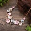 Enamel hollow flower gold necklace, petal shape women's fashion accessories
