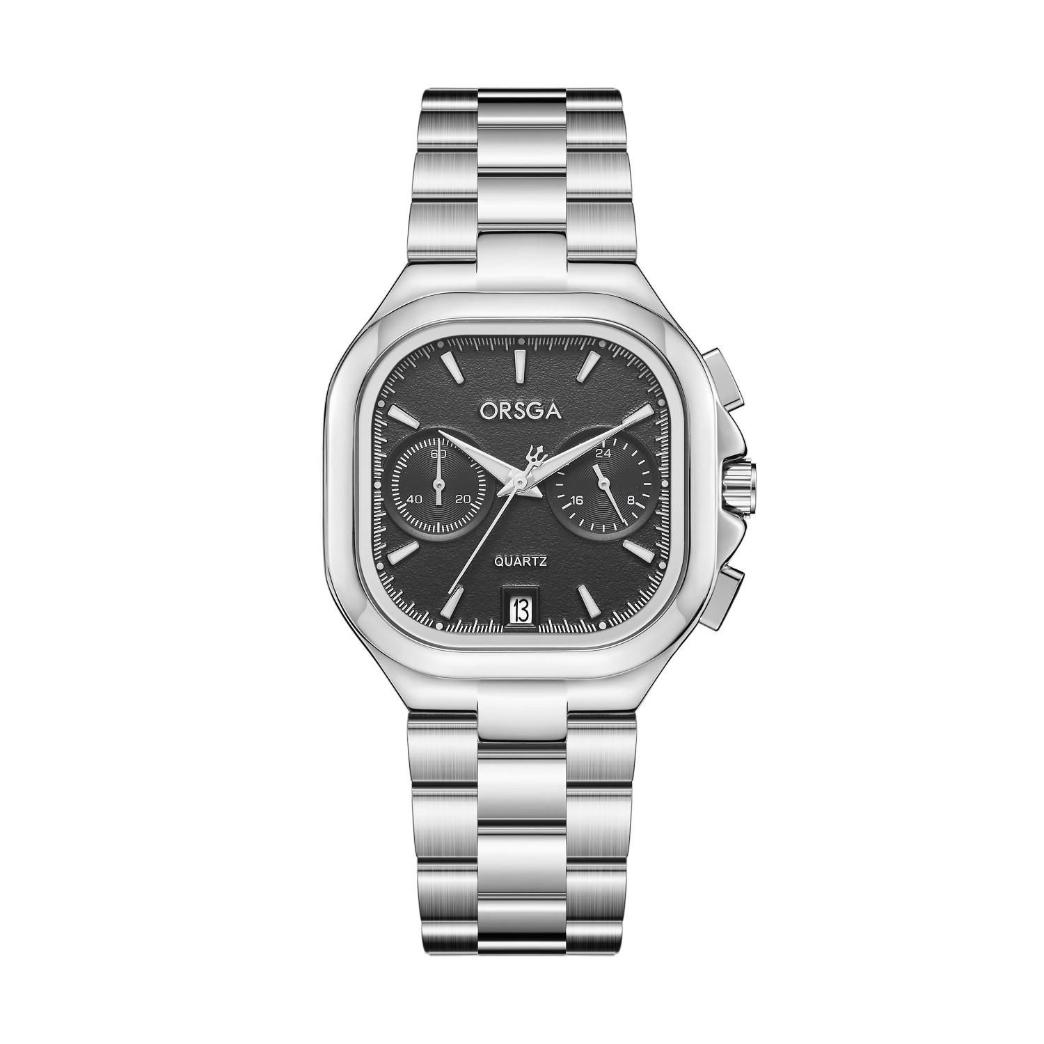 

Women s Calendar Watch Solid Steel Waterproof Dial Quartz Movement Fashionable Timepiece Chronograph Watches for Ladies чорний/срібний