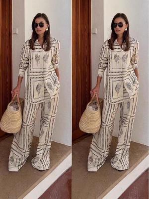 2025 Women's Casual Linen Shirt and Trousers Set - European & American Style