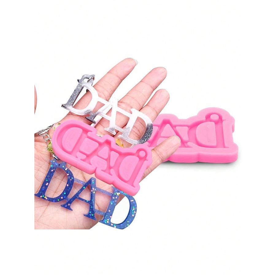 Shiny Glossy DAD and MOM Letter Style Keychain Mold Fashion Resin Silicone Mould Craft for DIY Pendant Necklace Charms Jewelry Making Tools