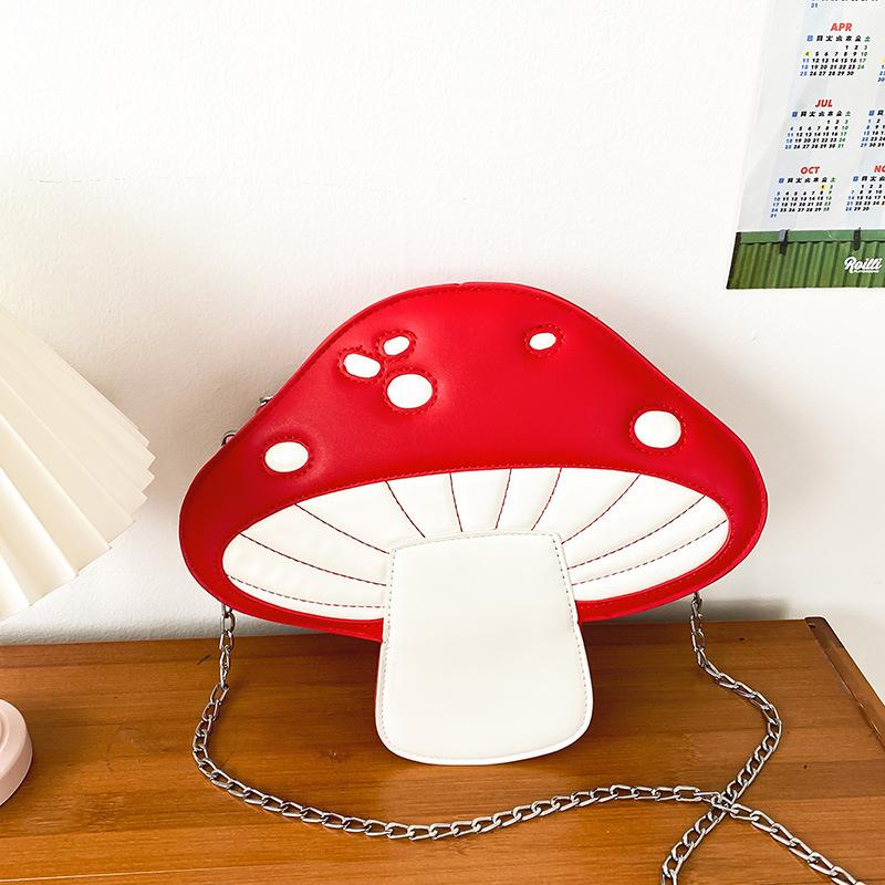 

Kawaii Red Mushroom Fashion Shoulder Bag For Girl S Female Purses And Handbags Chain Crossbody Bag For Women Casual Clutch Bag