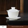 Pure Jade White Porcelain Tea Bowl Ceramic Sheep Fat Jade Three Talents Lid Bowl Gaiwan