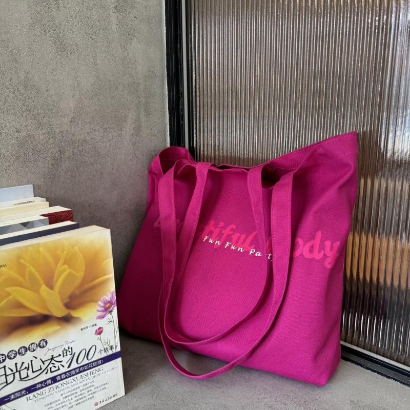 

Versatile pink letter canvas bag simple shoulder shopping bag college student large capacity canvas bag carry-on bag