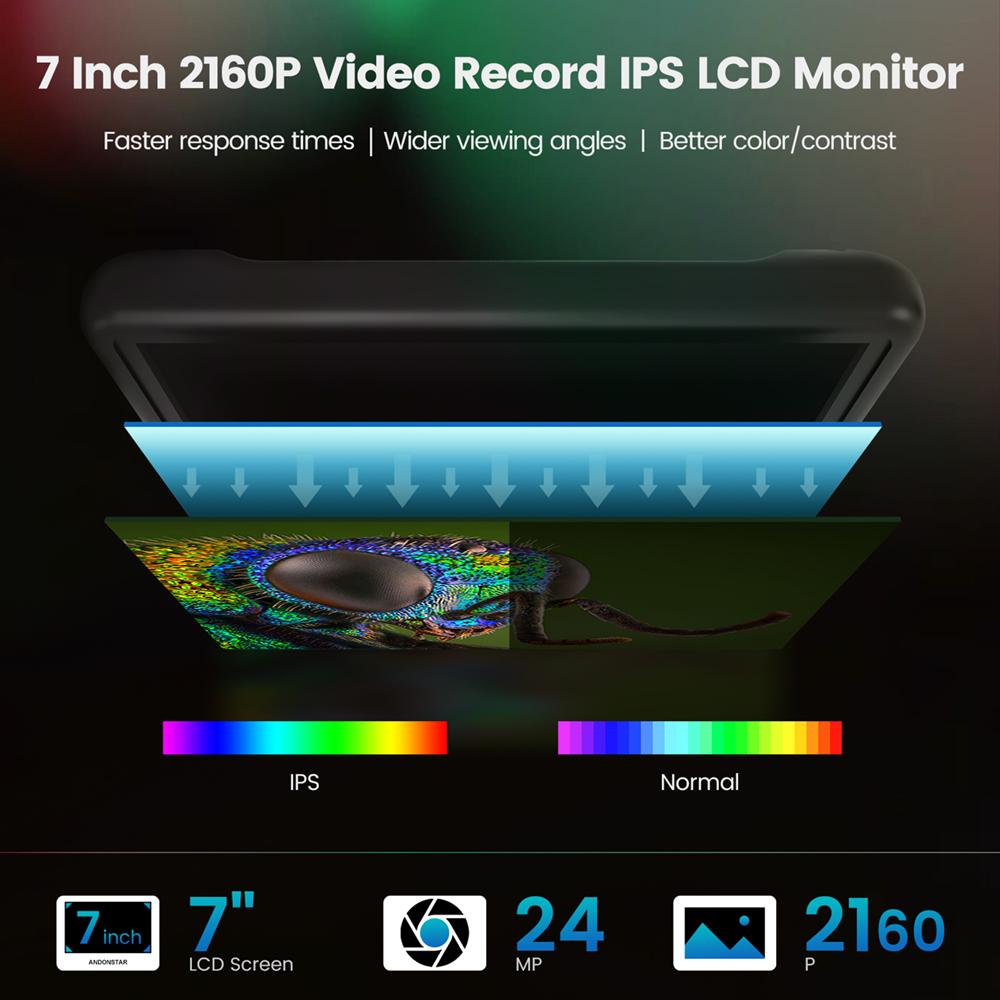 Microscop digital de 24 m cu ecran de afișare reglabil de 7 inchi, video foto cu mărire digitală 3X