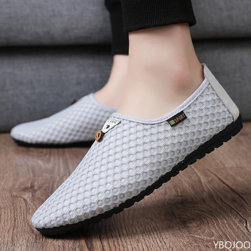 Men's Summer Shoe Trend Canvas Breathable Casual Versatile Mesh Flat Bottom Bean Shoe Set Sneakers Loafers Zapatos De Hombre