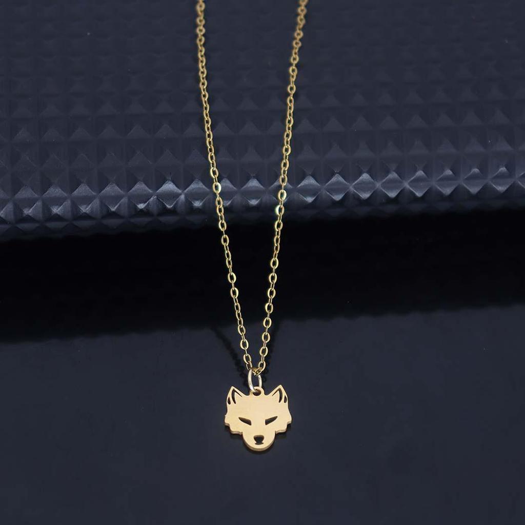 Elegant Stainless Steel Fox Head Pendant Necklace
