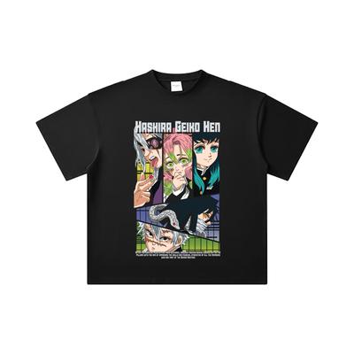 260 GSM Doppelgarn 32er Zählung 100% Baumwolle Demon Slayer V18 Hashira Geiko Print Unisex Schweres Baumwoll-T-Shirt