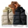 Down Cotton Vest Men's Autumn and Winter Trend Corduroy Color Matching Vest Thickened Warm Casual Sleeveless Jacket Men