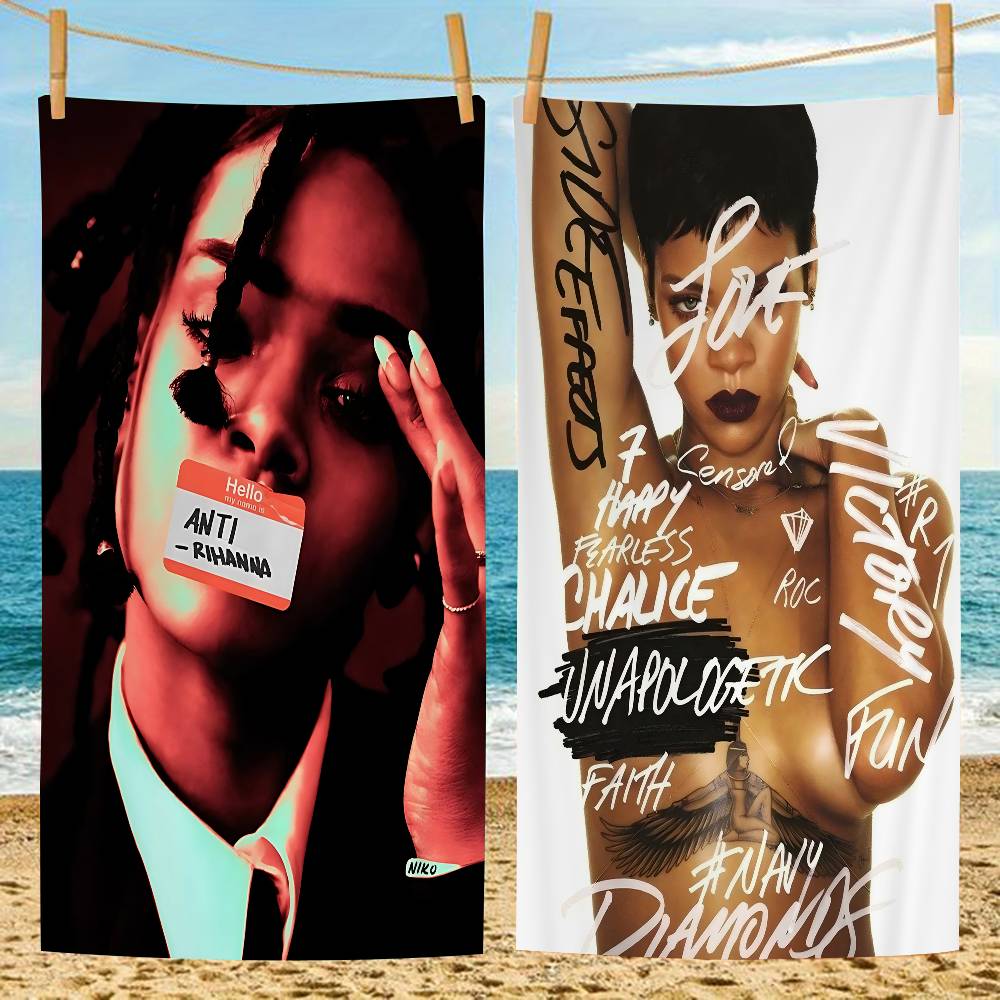 Hot Singer R-RIHANNAS Microfiber Printed Beach Towel Mountain Climbing Yoga Beach Swimming Running Absorbent Soft Towel