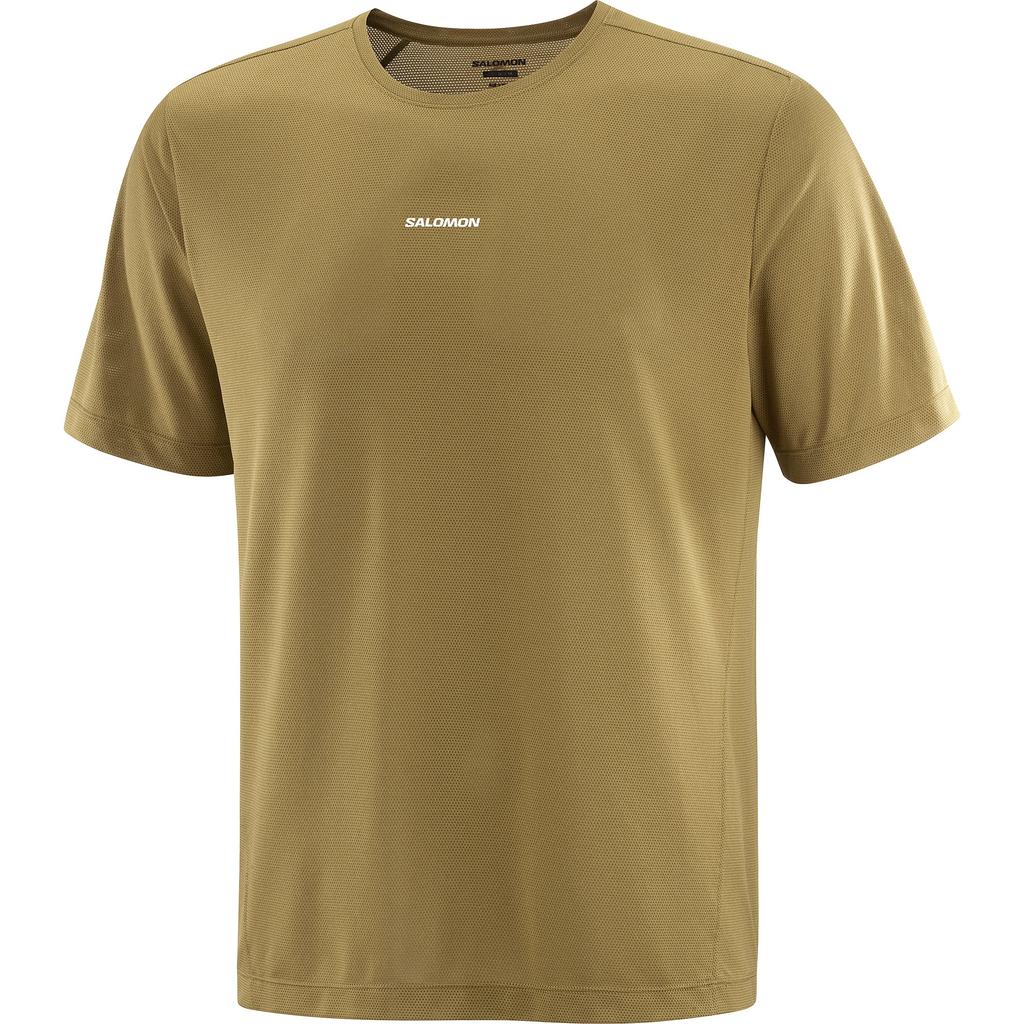SALOMON T Shirts Men's Olive Green Crew Neck Moderate C26395