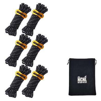 NCNL CAMP NO Paracord Tent Rope Tarp Rope Guy Rope com material refletivo Capacidade de carga 430 kg Espessura 5 mm Comprimento 4 m 6 peças 8 peças 10 peças 12 peças Conjunto Solo