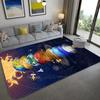 Futuristic Spaceship Rug with Cosmic Planets and Sunburst Design for Living Room Bedroom Game Room Decor Non Slip Carpet
