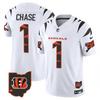 Cincinnati Bengals Chase 1 NFL Vyšívaný dres Pánská fotbalová uniforma Fanouškovské oblečení Bílá Černá Oranžová Edice