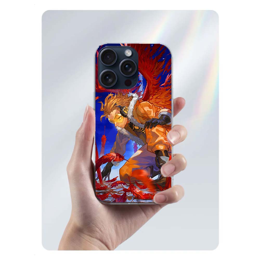 Anime MHA Hawks BNHA Klare Handyhülle Für Iphone 17 Air 16 Pro Max 15 Pro 14 Plus 17E 16E 11 13 12 Mini Hüllen Cases Fundas Cell