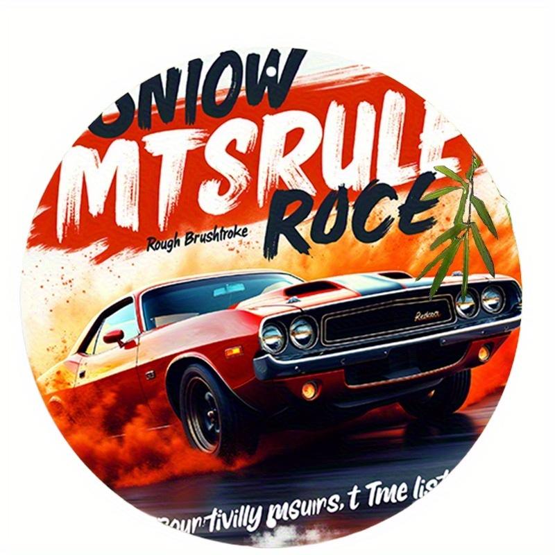 

2d Плоский 20*20см, Червона Кругла Дерев яна Табличка, Дизайн Ретро Гоночного Автомобіля, Класичний Сільський Стиль, для Дому, Гаража, Ресторану, Кафе, Настінна Декорація для Гаража. 20*20cm