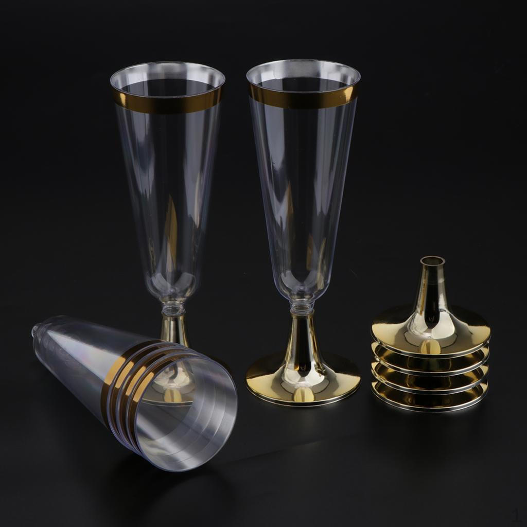 

Plastic Glasses, Like Champagne, for Wedding Parties, Toasting Cocktail Glasses Gold Trim