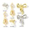 2 Pcs Brass Charms Multicolor Bowknot Acrylic Imitation Pearl Pendants For DIY Necklace Bracelet Jewelry Making Findings