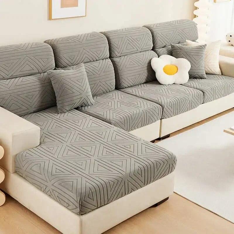 Geometric Jacquard Fleece Loveseat Sofa Mattress Sectional Corner Couch Cushion Covers for Home Hotel
