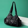 Women's Casual Hand - Held Single - Shoulder Bag, Washed Fabric, Soft Leather Texture, Retro Fashi with Rivets