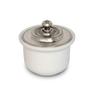 COSI TABELLINI Sugar Pot, White Ceramic and Pewter, Height 8.8cm, Diameter 9.5cm