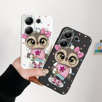 Funda de silicona suave con estampado de dibujos animados de búho para Samsung A55 M35 S24 Xiaomi Redmi Note 13 Pro iPhone Huawei Honor Realme funda protectora a prueba de golpes para cámara