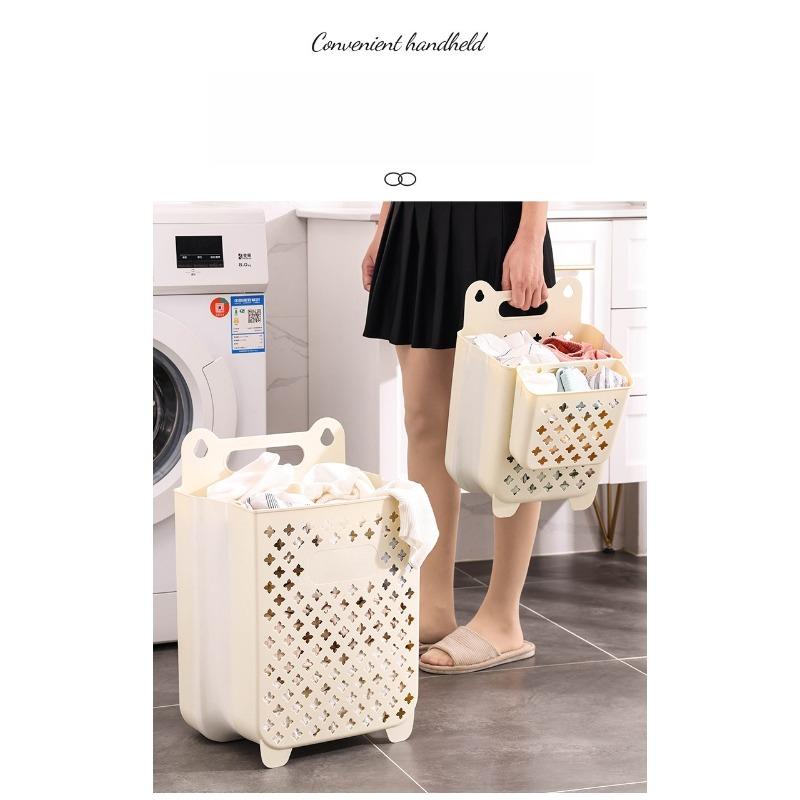 Foldable, Hollow, Breathable, Wall-mountable, No-drill Household Laundry Basket