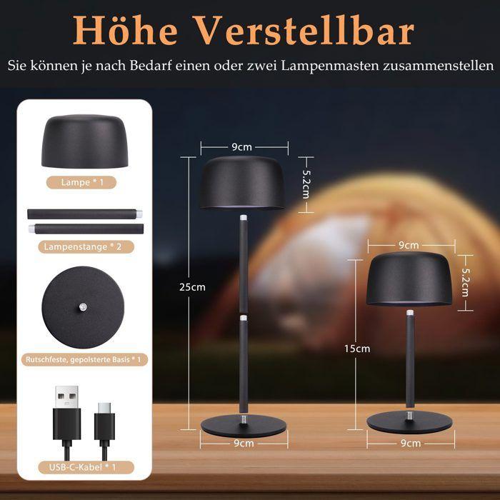 Lot de 2 lampes de table LED - NETTLIFE - Lot de 2 - Sans fil - Tactile dimmable - 3 températures de couleur