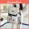 Canvas School Backpack For Girls With Letter Embroidery Transparent Compartment Design For High School Use