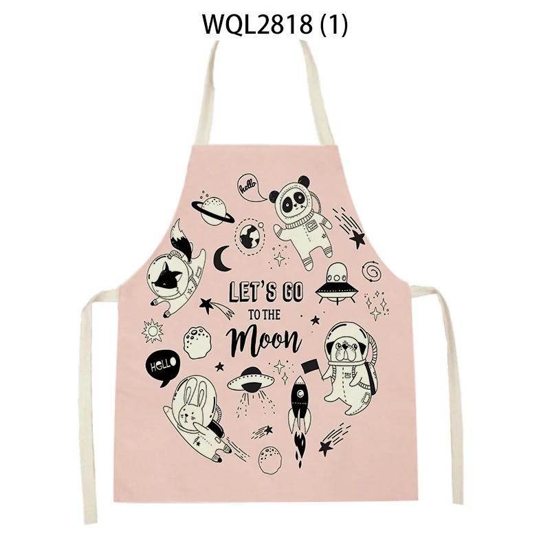 Cute Dog Cat Sheep Cattle Bear Animal Print Kitchen Aprons Women Men Linen Sleeveless Antifouling Apron Cooking Baking Waist Bib