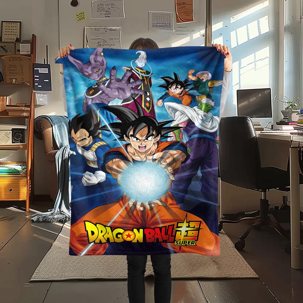 

Фланелевое одеяло с принтом персонажей Dragon Ball, Высококачественное, Удобное для всех сезонов, Декор для дома, Тепло и уют, Идеально для рождественских подарков 80cm x 120cm