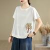 2025 Summer Solid Plus Size T-Shirt Women Short Sleeve Cotton Loose Tops Tees