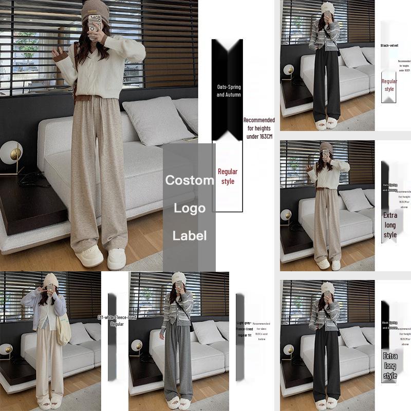 

Women s 2024 Fleece-Lined Casual Straight-Leg Pants: Drawstring, Soft, Loose, Autumn/Winter. M (96-105 jin)