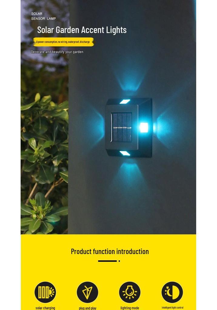 Waterproof Solar Decorative Wall Lamp for Outdoor Garden, Courtyard, Fence, and Terrace