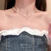 French retro artificial opal love flower pearl necklace collarbone chain Korean necklace women