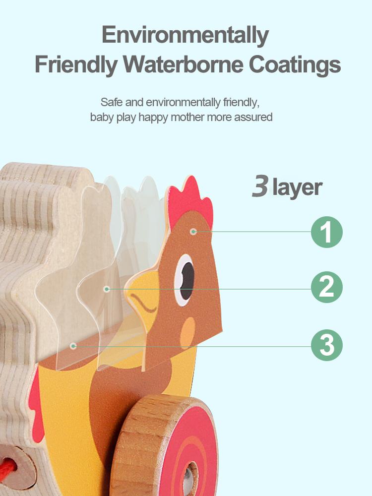 Iwood Wooden Boys Drag Walker Toy Car/Infant Hand Rope Car Baby Car Children's Day Birthday Gift