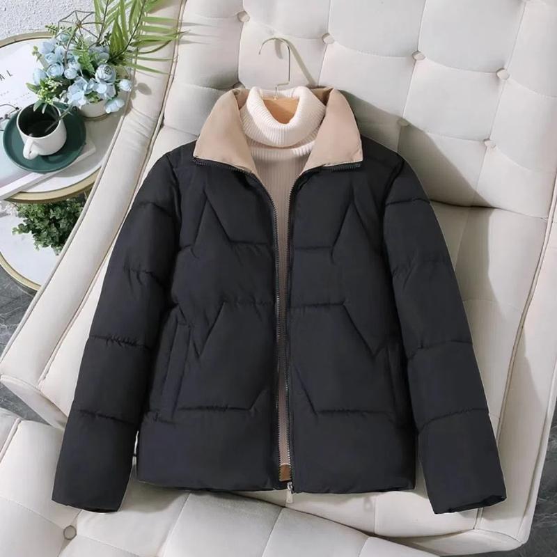 Women's Korean Padded Stand Collar Jacket - Warm and Trendy for Autumn/Winter