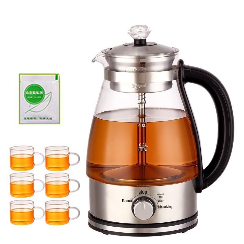 Electric Glass Spray Tea Maker, Large Capacity Steaming Kettle, Black Tea Health Pot