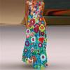 Retro Fashion Multicolor V-Neck Sleeveless Long Skirt Dress