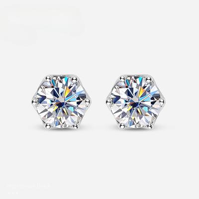 D Color 1ct  Moissanite Earring S925 Sterling Sliver Plated with 18k White Gold Earrings for Women Wedding Fine Jewelry