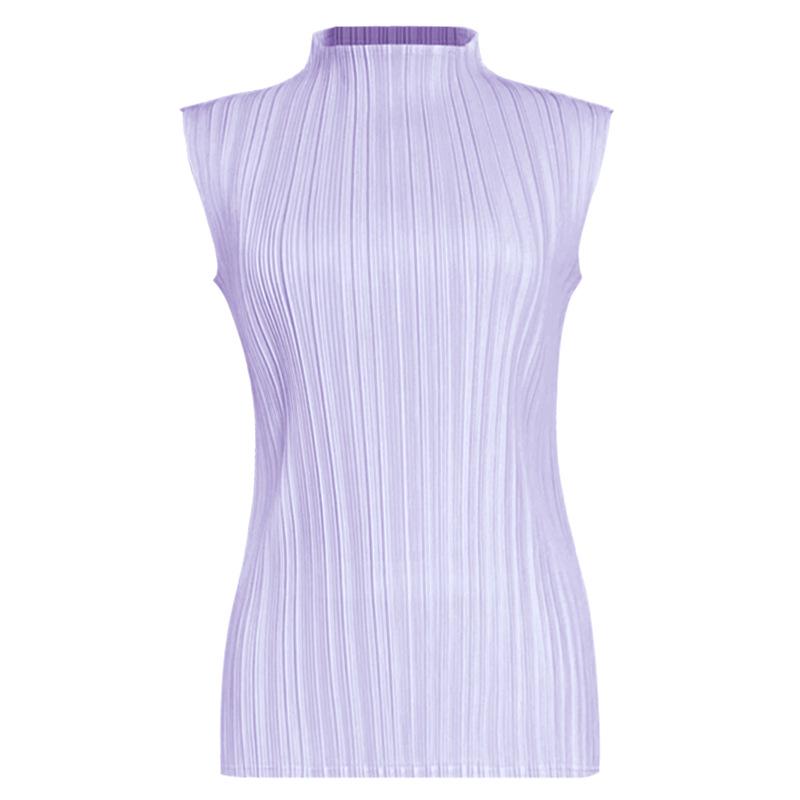 Miyake 2025 Sommer Damen Slim Ärmellos Stehkragen Weste - Vielseitiges Basic-Top