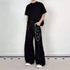 Unisex Loose Fit Straight Leg Denim Pants With Embroidery Detail Mid-Rise Cotton Jeans Daily Wear