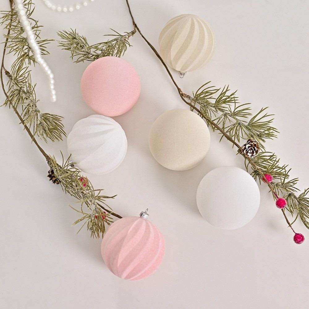 Plastic Flocking Christmas Ball Ornaments Shatterproof Christmas Spheres Pendant  Party Favors