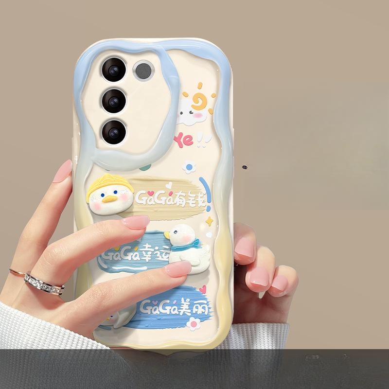 Applicable To Vivos17 Mobile Phone Case X90/80 Girls Cute Three-dimensional Pigment Duck Y77e/76 Cartoon Silicone