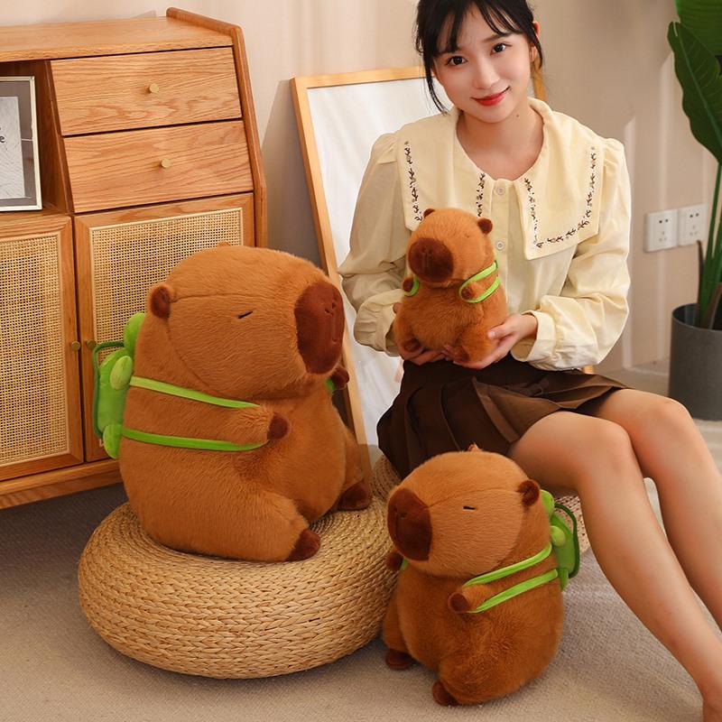 Sitting Snot Bear Backpack Capybar Doll Rag Doll Plush Toy Children Comfort Dolls Gift Girls Birthday Gift