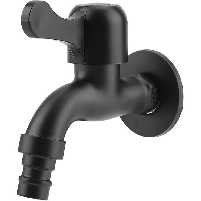 Black Wall Mounted 304 Stainless Steel Outdoor Water Tap for Garden and Bathroom (Mop Sink Faucet) washing machine faucet