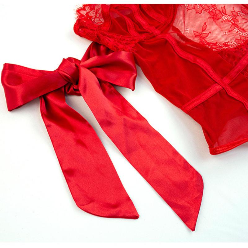 Sexy Bodysuit Lingerie Hollow Lace Mesh Print Halter Women's Romper Sexy Pajamas Nightdress Set Lingerie for Women Corset Mujer