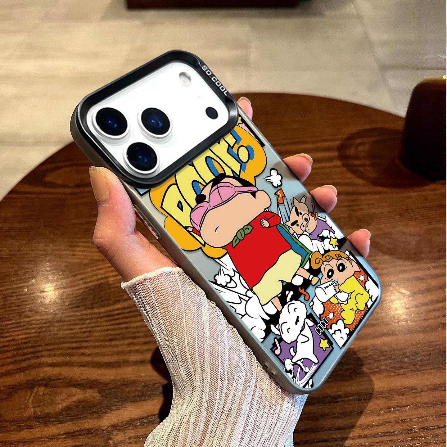 

Crayon Shinchan Sleep Mask Funny Cartoon Phone Case for iPhone 15/14/13/12 - Anime Cover GALAXYS24 чёрный