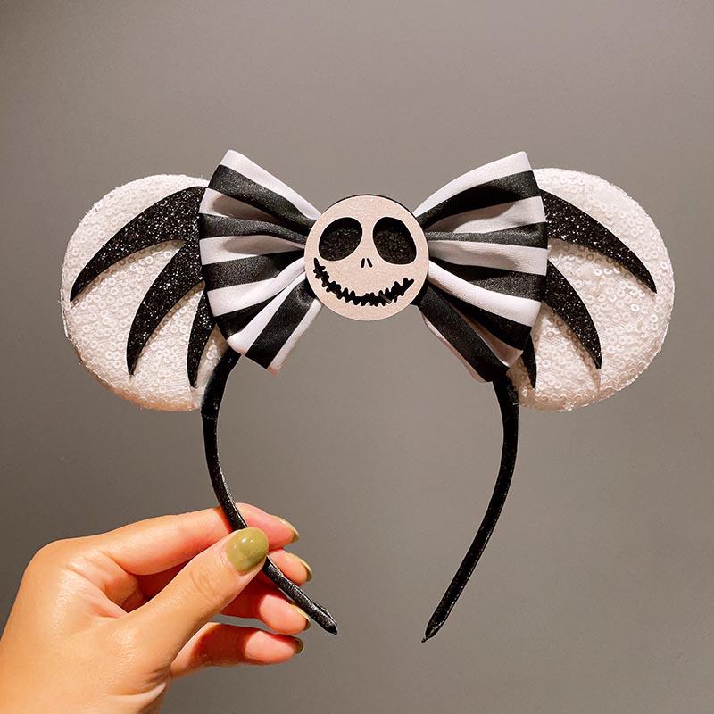 Quirky Pumpkin Bow Mesh Headband for Kids - Halloween Skull Witch Hair Accessory