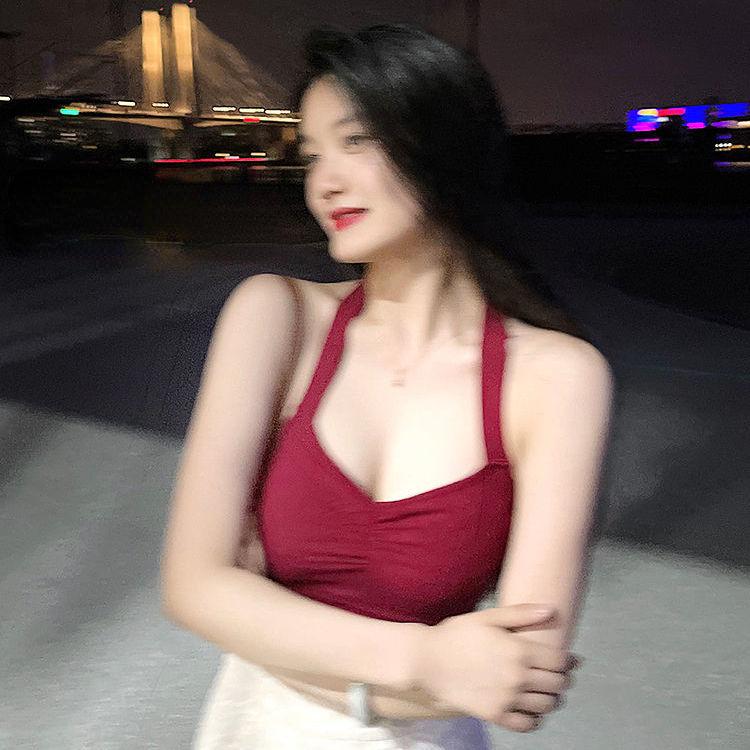 Women's Tops Vintage Sexy Solid Color Undershirt Niche Design Hanging Neck Undershirt Outside The Beauty Back Tops